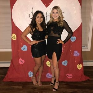 Papaya Black Long-sleeve Sheer Lace Dress Size Small